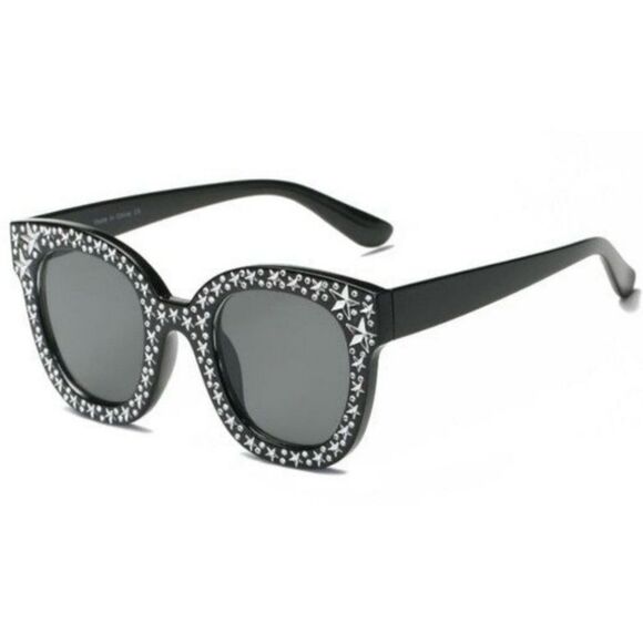 Stylish Black w/ Silver Star Design Sunglasses